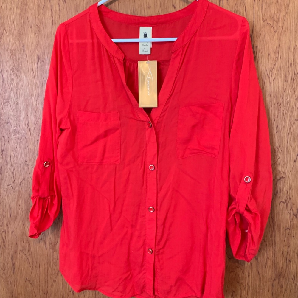 NWT Francesca’s - Red Button down top